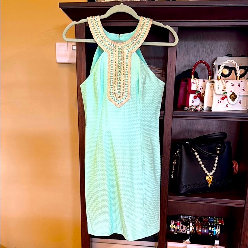 Lilly Pulitzer Mint Green Sheath Cocktail Mini Dress
